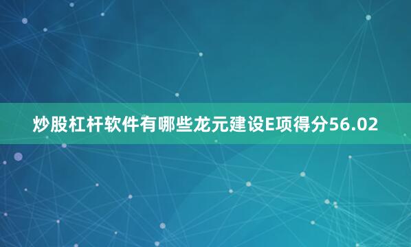炒股杠杆软件有哪些龙元建设E项得分56.02